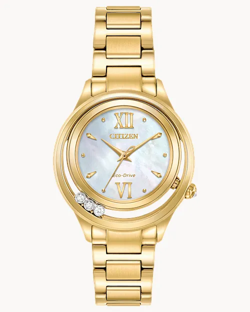L Sunrise LS - Ladies Eco-Drive Gold-Tone Mother-of-Pearl L Sunrise LS - Ladies Eco-Drive Gold-Tone Mother-of-Pearl